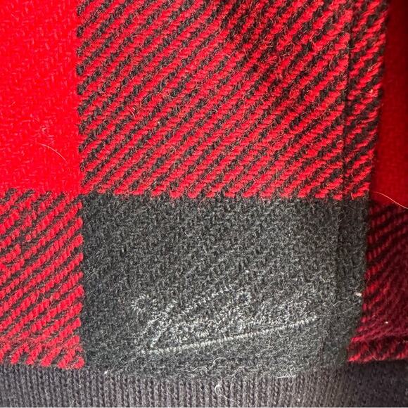 WOOLRICH Red Plaid Bomber Jacket Full Zipper Qulited Sherpa Large Women Wool - Picture 5 of 14